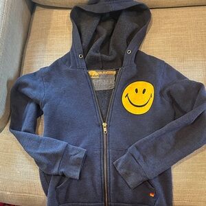 Aviator Nation Navy Hoodie with Yellow Smiley size 8